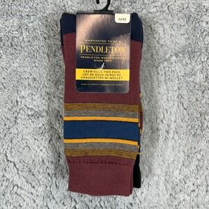 Pendleton Crew Sock 2 Pack High Ridge Oxford Striped Cotton Blend Size M 9368 MD